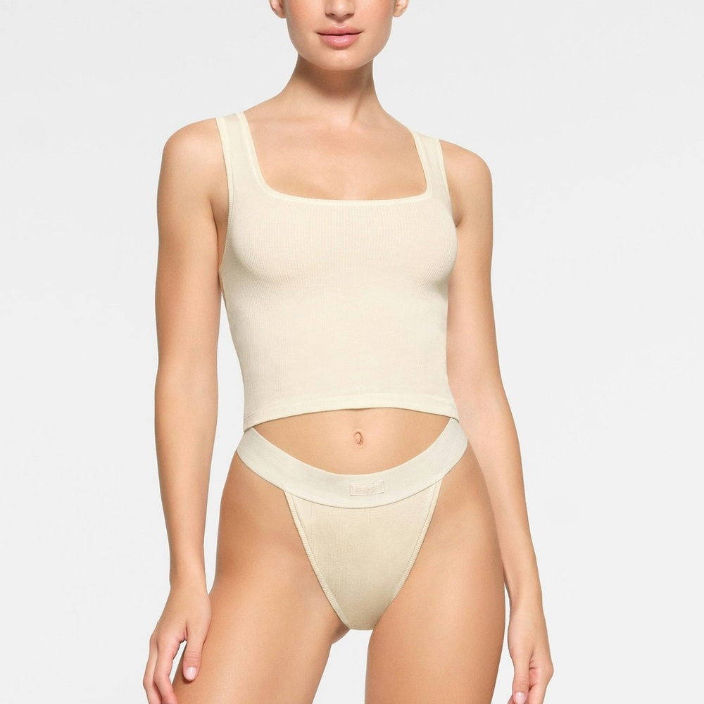 SKIMS Cotton Rib Tank in Bone